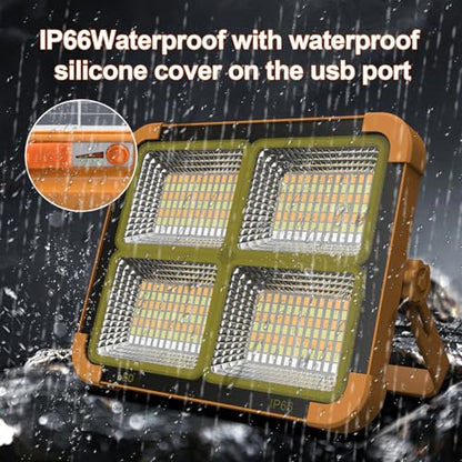 Portable LED Work Solar Light 100W 16500mAh 10000 LM with Stepless Brightness Job Site Battery Rechargeable LED Floor Light for Emergency Worklight for Hurricane