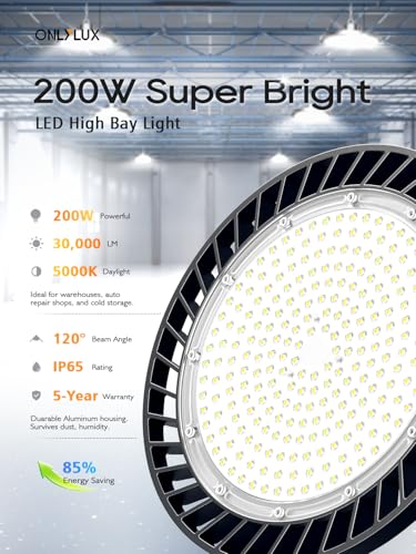 UFO LED High Bay Light 200W 30000LM 5000K High Bay LED Shop Lights (12 Count)