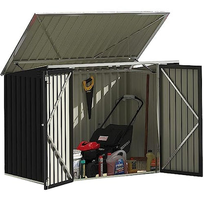 Outdoor Storage Shed 5.8 x 3.3 FT Metal Trash Shed Waterproof Outside Storage with Lid Chain Hydraulic Gas Rod for Trash Can Weeding Tools