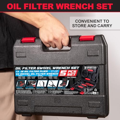 5pcs Swivel Oil Filter Wrench Set 12" Oil Filter Removal Tool (5 Count)