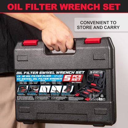5pcs Swivel Oil Filter Wrench Set 12" Oil Filter Removal Tool (5 Count)