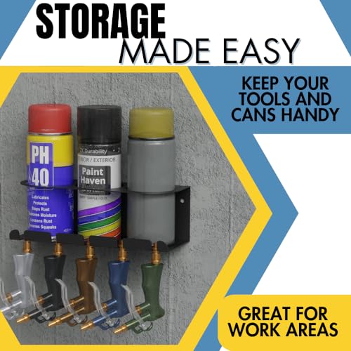 Wall Mount Air Tool Holder with 3 Aerosol Can Storage