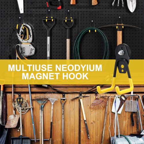 6 Pcs Large Magnetic Hooks Heavy Duty Garage Magnet Hooks Strong Storage Utility Magnetic Hangers with Anti Slip Rubber Coating for Indoor and Outdoor Hanging (6 Count)
