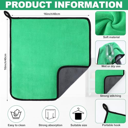 20 Pcs Microfiber Car Drying Towels Microfiber Cleaning Cloth 800 GSM Thick Plush Cleaning Dusting Cloth Auto Detailing Absorbent Towels Rags for Car Household Kitchen Window (20 Count)