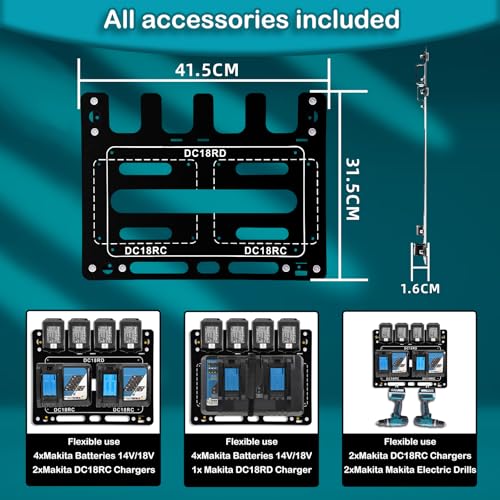 Wall Mount for Makita Battery Holder and DC18RC DC18RD Chargers (42.3288 Ounce)