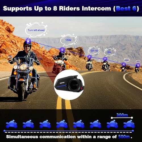 Motorcycle Helmet Headset 8 Riders Communication System X8 Intercom with Music Sharing