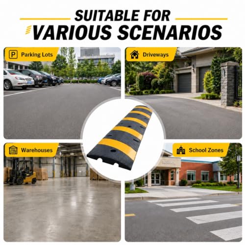 2 Pack 72 Inch Heavy Duty Rubber Speed Bump Hump
