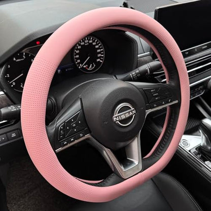 D Shaped Nappa Leather Steering Wheel Cover 14.5