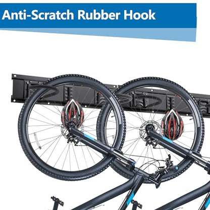40.24in Vertical Wall Bike Rack Holds 4 Bikes 3 Helmet Hooks