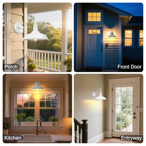 10 Inch Dome Outdoor Gooseneck Barn Light Fixture White Exterior Barn Wall Lantern