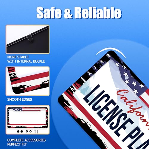 American Flag License Plate Frame Stainless Steel Car Accessories