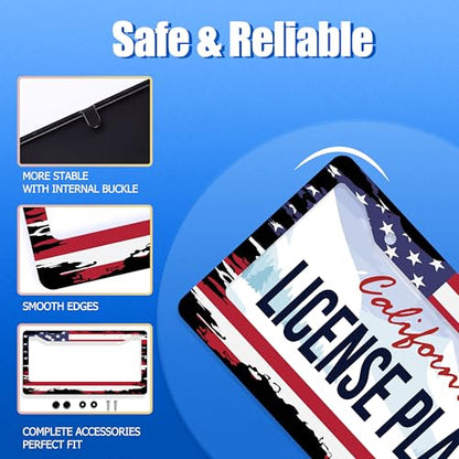 American Flag License Plate Frame Stainless Steel Car Accessories