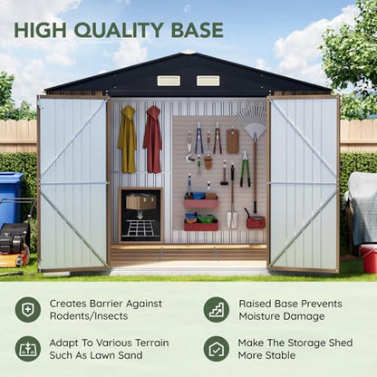 Upgrade 10x12 FT Outdoor Metal Storage Shed with Floor Frame