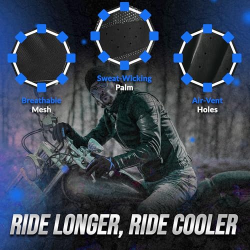 Breathable Motorcycle Gloves for Men with TPR & Kevlar Palm Protection Hard Knuckles Touchscreen