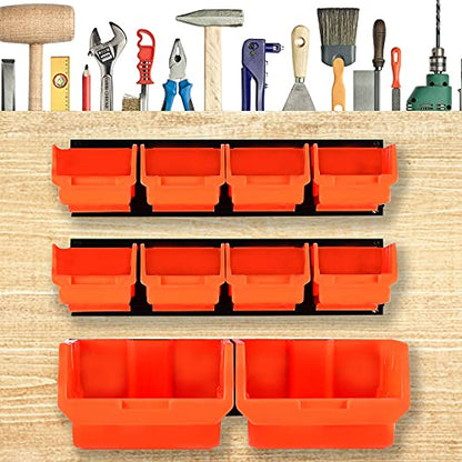 10 Bin Wall Mounted Plastic Storage Bins Hanging Organizer Bins
