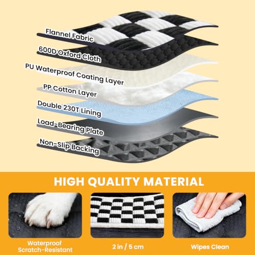 XL Checkered Large Dog Car Seat Cover with Dog Bed Mat for Back Seat Half