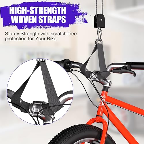 Bike Hoist Heavy Duty Ebike Pulley System for Garage Ceiling