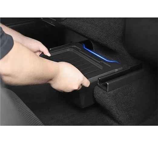 Rear Center Console Organizer Compatble for Tesla Model Y Juniper 2025 2026 Trash Can with Anti-Slip Lid Cover Backseat Storage Box