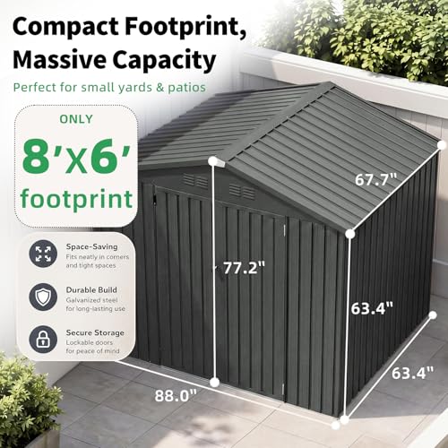 6' x 8' Outdoor Metal Storage Shed