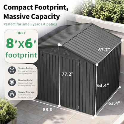 6' x 8' Outdoor Metal Storage Shed