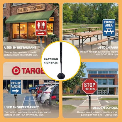 Heavy Duty Cast Iron Sign Post Base Kit