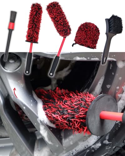 Professional 4 Pack Long Handle Wheel Brush Kit for Cleaning Wheel and Tire