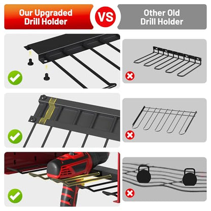 Power Tool Organizer Wall Mount with Charging Station & 8 Outlet
