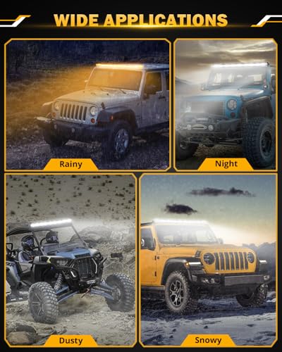 42 Inch LED Light Bar 240W Curved 6 Modes Amber White Strobe Lights