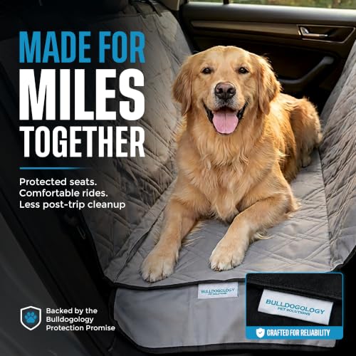 Bulldogology Dog Car Seat Cover Waterproof Heavy Duty Bench Dog Hammock Backseat Protector from Hair