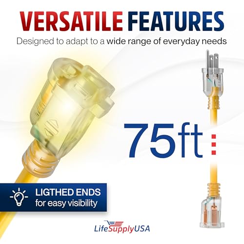 75ft Outdoor Indoor Extension Cord 14 (75 Foot)