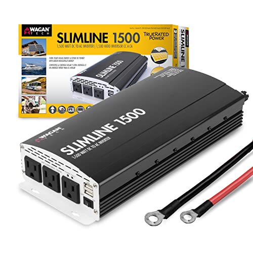 EL3722 1500W Slim Line AC to DC Power Inverter 1500W TrueRated Continuous 3000W Surge Power DC 12V to AC 110V Power Inverter with 2 AC Outlets and 2A USB Charging Port