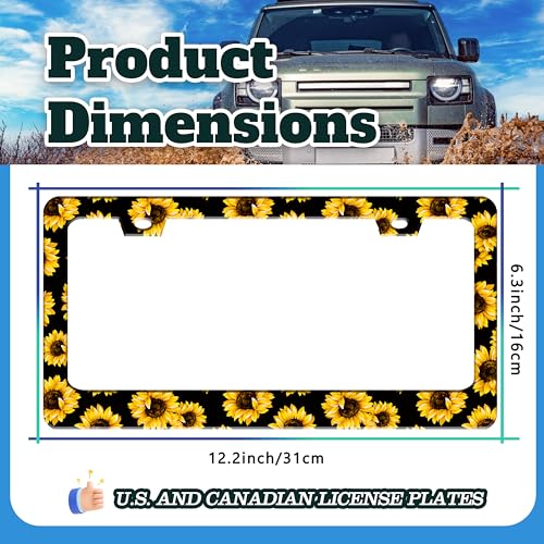 Sunflowers Flowers License Plate Frame Stainless Steel 6.3 X 12.2 Inch