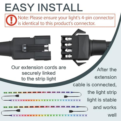 Rock Light Extension Wire 4 Pin 60 Inch for Trucks ATV UTV