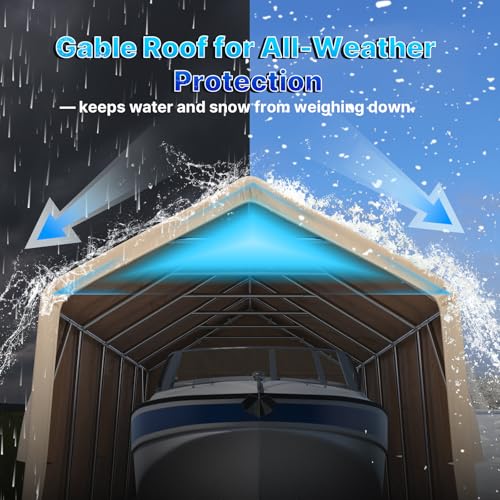 13x20 ft Carport 2 Roll up Doors & Vents Outdoor Portable Storage Shelter Garage Tent for Vehicle Boat Truck Anti