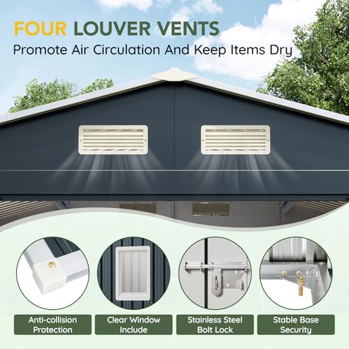 10 x 8 FT Metal Storage Shed for Backyard