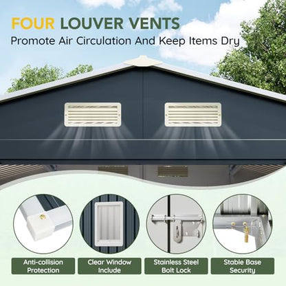 10 x 8 FT Storage Shed with Floor Frame for Backyard