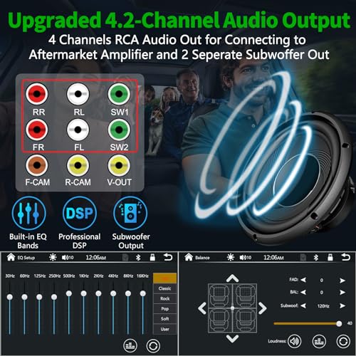QLED Screen Upgrade] 7" Double Din Car Stereo with Dash Cam