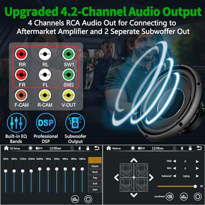QLED Screen Upgrade] 7" Double Din Car Stereo with Dash Cam