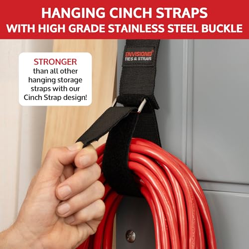 Heavy Duty Hanging Storage Cinch Straps with Metal Buckle (4 Count)