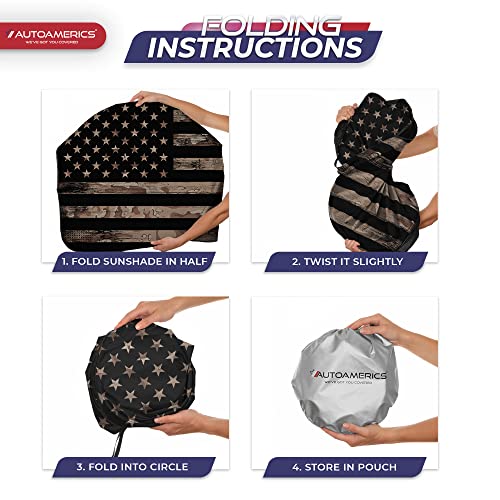 1 Piece Windshield Sun Shade Brown Camo American Flag USA Design