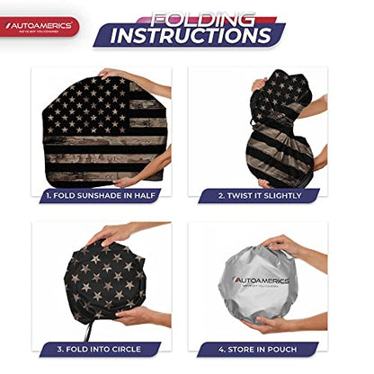 1 Piece Windshield Sun Shade Brown Camo American Flag USA Design