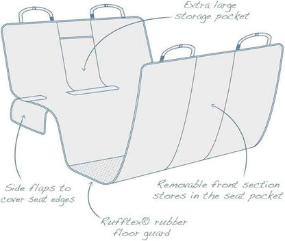 Kurgo Coast to Coast Hammock - Waterproof Backseat Dog Hammock for Full Coverage - Car Seat Protector with Rufftex Floor Guard - Durable Travel Gear - Stain Resistant - Heather Charcoal Grey