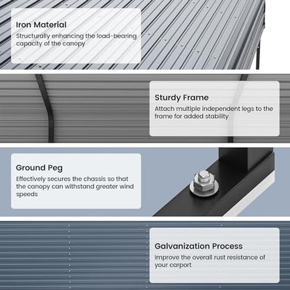 12'x20' Heavy Duty Metal Carport