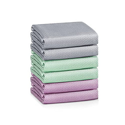 Fish Scale Streak Free Magic Glass Window Car Mirror Microfiber Cleaning Cloth Cleaner Cloths (6 Count)