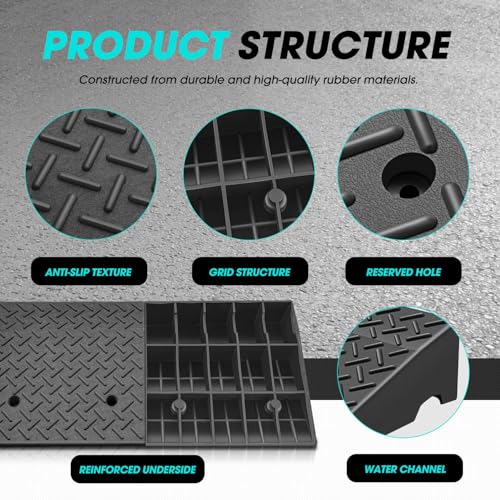 6.3" Rise Rubber Curb Ramp Heavy Duty Loading Driveway Ramp Threshold Ramp 39" W x 19.5" D x 6.3" H for Loading Dock