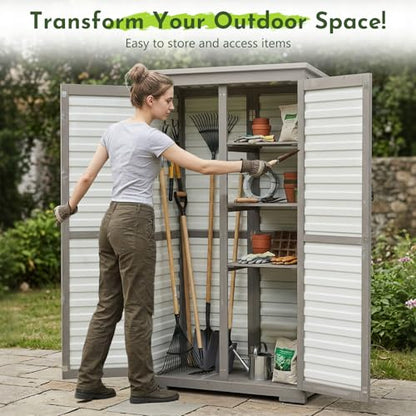 Tall Outdoor Storage Cabinet with Adjustable Shelves
