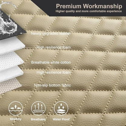 Pu Leather Car Seat Bottom Covers Protectors Include 1 Rear Bench Seat Cover Universal Fit 90% Vehicles