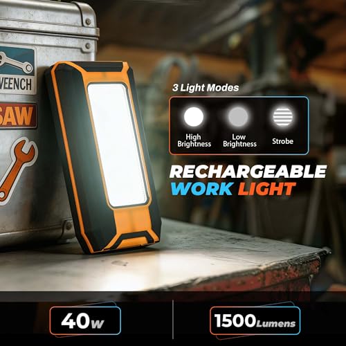 2 Pack LED Rechargeable Magnetic Work Light 1500 Lumens (2 Count)