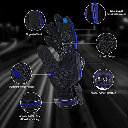 Motorcycle Gloves for Men and Women Touchscreen Guantes Para Motocicleta Hombre for Powersports BMX ATV MTB Motocross Scooter Dirt Bike Riding Gloves Motorcycle Mens Helmets Accessories
