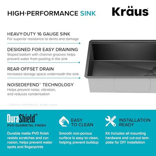 Gunmetal 32 in 16 Gauge Undermount Kitchen Sink KWU110